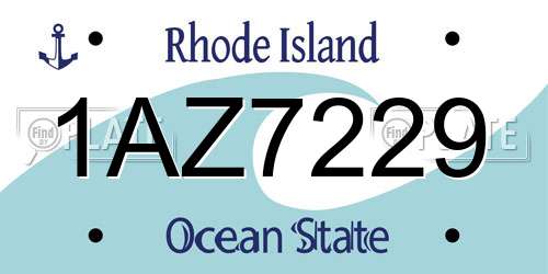 1AZ7229 Rhode Island License Plate