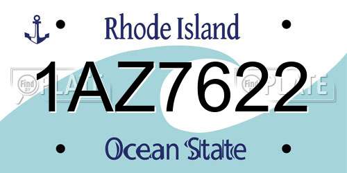 1AZ7622 Rhode Island License Plate
