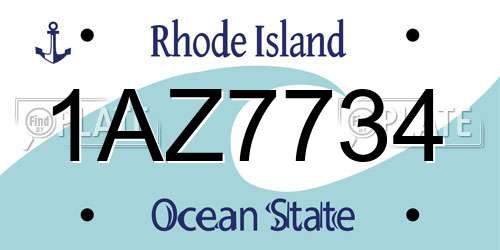 1AZ7734 Rhode Island License Plate