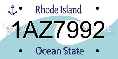 1AZ7992 Rhode Island License Plate