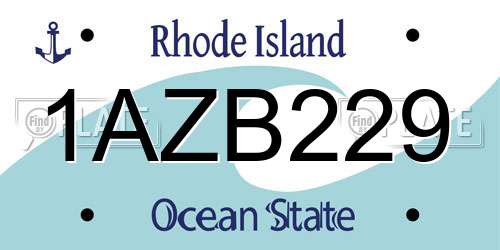 1AZB229 Rhode Island License Plate