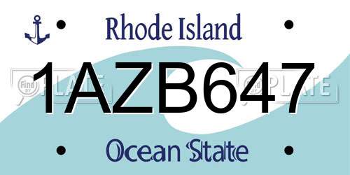 1AZB647 Rhode Island License Plate