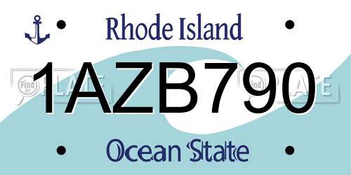1AZB790 Rhode Island License Plate