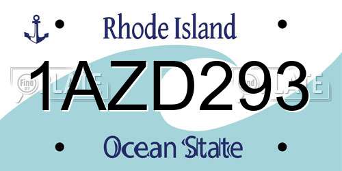 1AZD293 Rhode Island License Plate