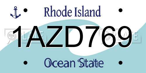 1AZD769 Rhode Island License Plate