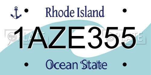 1AZE355 Rhode Island License Plate