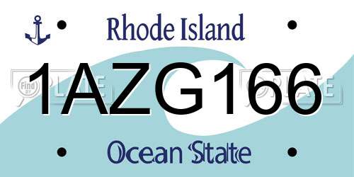 1AZG166 Rhode Island License Plate