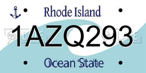 1AZQ293 Rhode Island License Plate