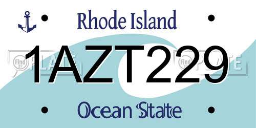 1AZT229 Rhode Island License Plate