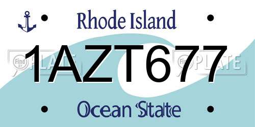 1AZT677 Rhode Island License Plate