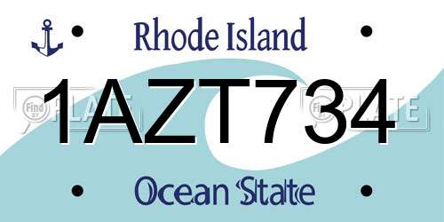 1AZT734 Rhode Island License Plate