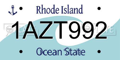1AZT992 Rhode Island License Plate