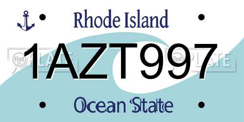 1AZT997 Rhode Island License Plate