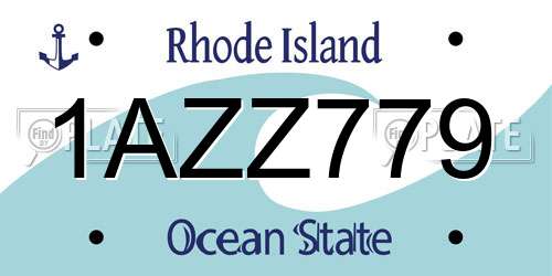 1AZZ779 Rhode Island License Plate