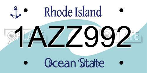 1AZZ992 Rhode Island License Plate