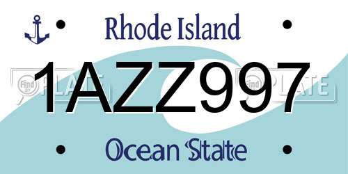 1AZZ997 Rhode Island License Plate