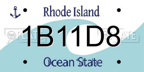1B11D8 Rhode Island License Plate