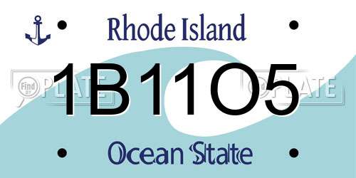 1B11O5 Rhode Island License Plate