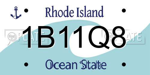 1B11Q8 Rhode Island License Plate