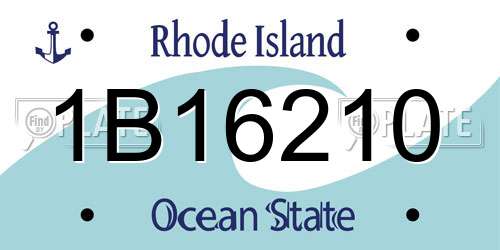 1B16210 Rhode Island License Plate