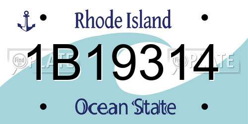 1B19314 Rhode Island License Plate