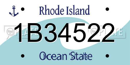 1B34522 Rhode Island License Plate