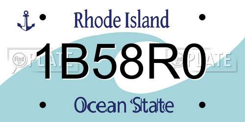 1B58R0 Rhode Island License Plate