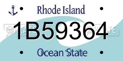 1B59364 Rhode Island License Plate