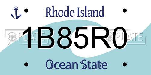 1B85R0 Rhode Island License Plate