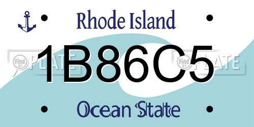 1B86C5 Rhode Island License Plate