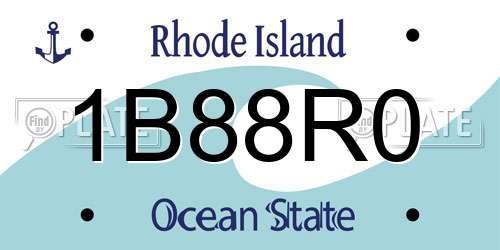 1B88R0 Rhode Island License Plate