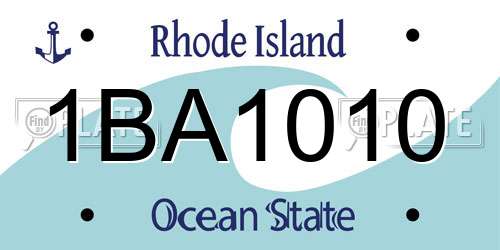 1BA1010 Rhode Island License Plate