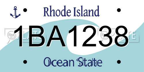 1BA1238 Rhode Island License Plate