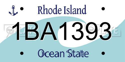 1BA1393 Rhode Island License Plate