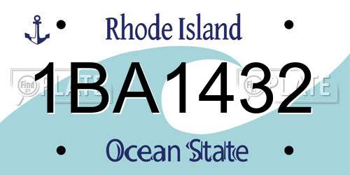 1BA1432 Rhode Island License Plate