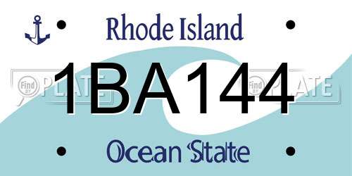 1BA144 Rhode Island License Plate