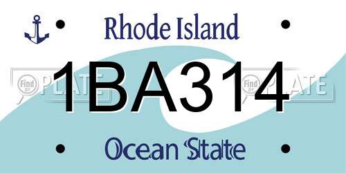 1BA314 Rhode Island License Plate