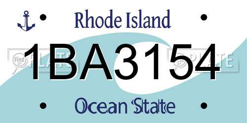 1BA3154 Rhode Island License Plate