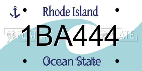 1BA444 Rhode Island License Plate