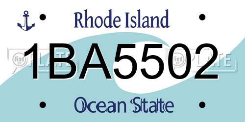 1BA5502 Rhode Island License Plate