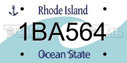 1BA564 Rhode Island License Plate