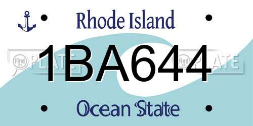 1BA644 Rhode Island License Plate