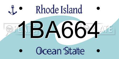 1BA664 Rhode Island License Plate