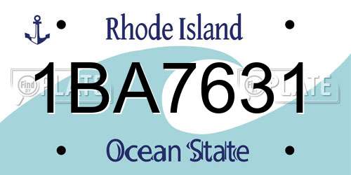 1BA7631 Rhode Island License Plate