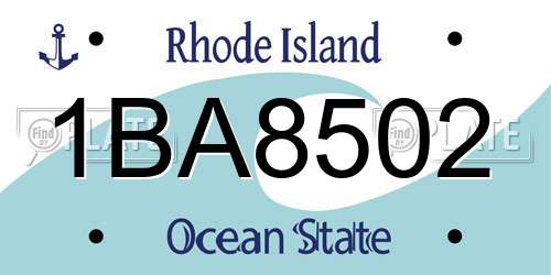 1BA8502 Rhode Island License Plate