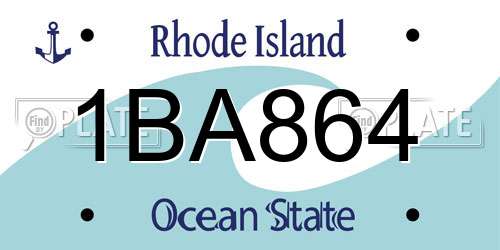 1BA864 Rhode Island License Plate