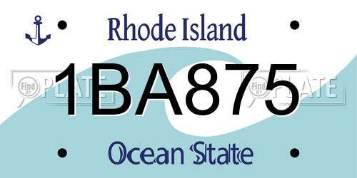 1BA875 Rhode Island License Plate