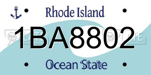 1BA8802 Rhode Island License Plate