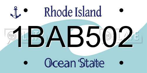 1BAB502 Rhode Island License Plate