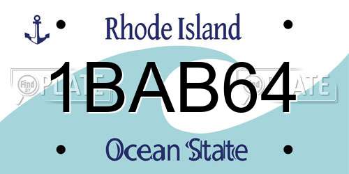 1BAB64 Rhode Island License Plate